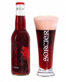 Bière du Sorcier rouge Red Bokono, bière blonde à la cerise et au jus de carotte noire 33cl