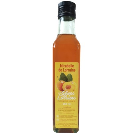 Sirop de mirabelle de Lorraine 25cl, produit en Lorraine par Les Confitures Lorraines (55)