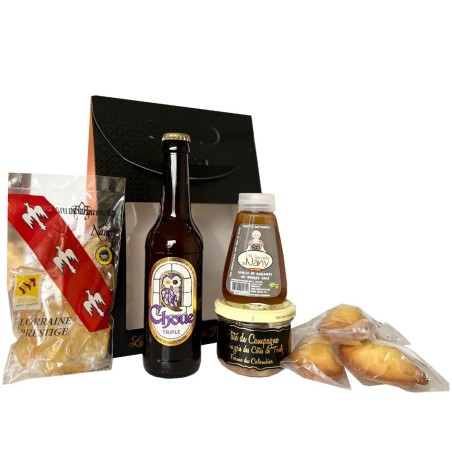 Panier garni Petits Plaisirs, assortiment de produits artisanaux lorrains