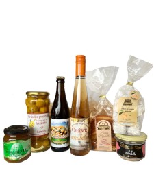 Panier garni Autour de la Mirabelle, assortiment de produits artisanaux lorrains