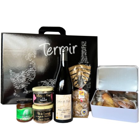 Valise panier gourmand Les Incontournables de Lorraine, assortiment de produits artisanaux lorrains