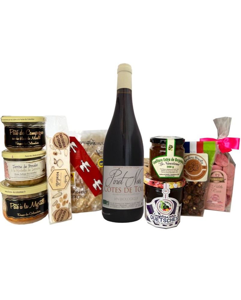 Panier garni Douceurs de Lorraine, assortiment de produits artisanaux lorrains