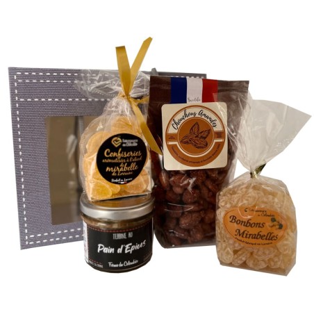 Pochette garnie La Gourmande, assortiment de produits artisanaux sucrés