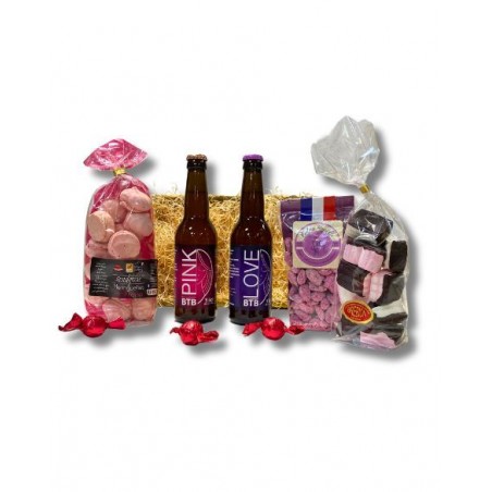 Panier garni composé de produits artisanaux lorrains "La vie en rose"