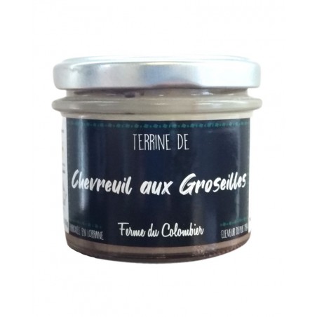 Terrine de chevreuil aux groseilles 100g, produite par la Ferme du Colombier