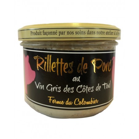 Rillettes de porc au vin gris de Toul, produites par la Ferme du Colombier (Villote-sur-Aire, 55)