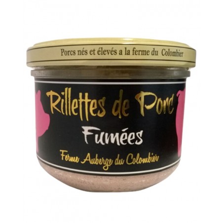 Rillettes de porc fumées 180g, produites par la Ferme du Colombier (Villote-sur-Aire, 55)