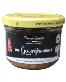 Terrine de porc au Gewurztraminer 180g, produite par la Ferme du Colombier (Villote-sur-Aire, 55)