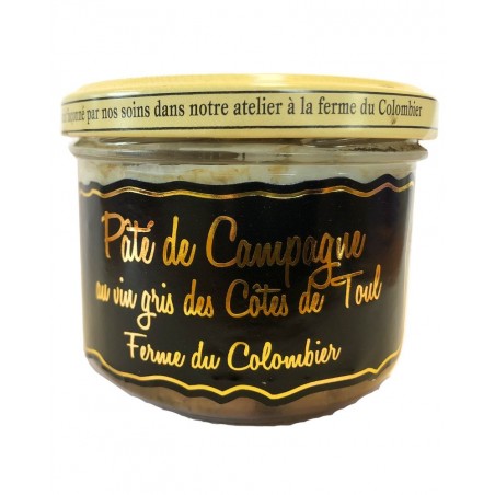 Pâté de campagne au vin gris des Côtes de Toul, produit par la Ferme du Colombier (Villote-sur-Aire, 55)