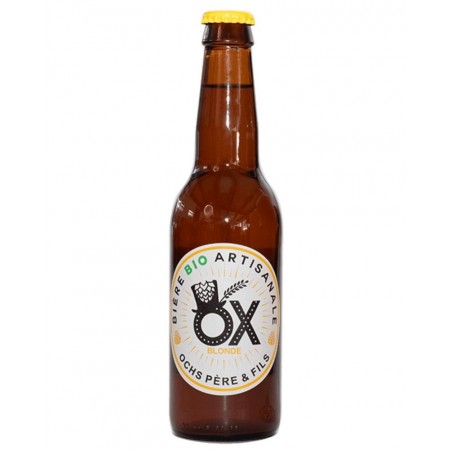 Bière OX blonde bio 33cl, produite par la brasserie artisanale de Marcoussis OX bier (91)