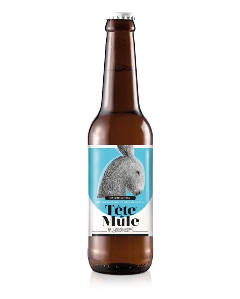 Bière Tête de mule blonde 33cl, produite par la brasserie du Marais (79)