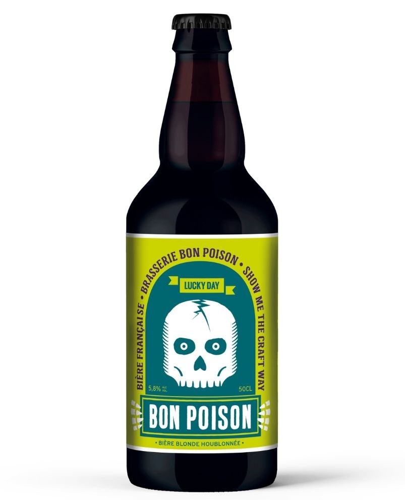 Bière Bon Poison IPA 50cl, produite par la brasserie Bon Poison à Metz (57, Moselle)