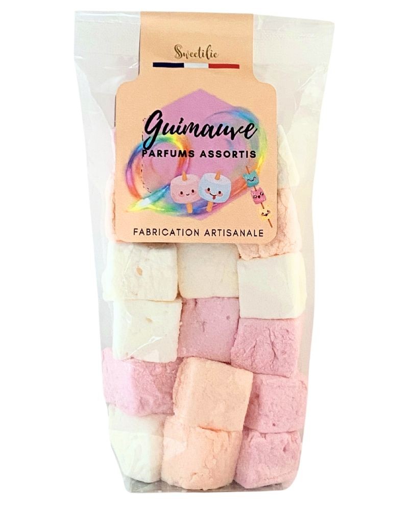 Guimauves artisanales, assortiment de 3 parfums, sachet de 100g, produites par Sweetilie dans les Vosges (88)