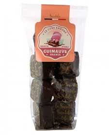 Guimauves artisanales à l'orange enrobées de chocolat, sachet de 100g, produites par Sweetilie à Eloyes dans les Vosges (88)