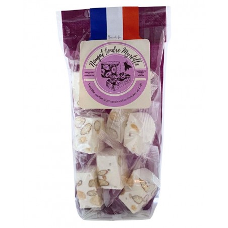 Nougat artisanal à la myrtille, sachet de 75g, produit par Sweetilie à Eloyes dans les Vosges (88)