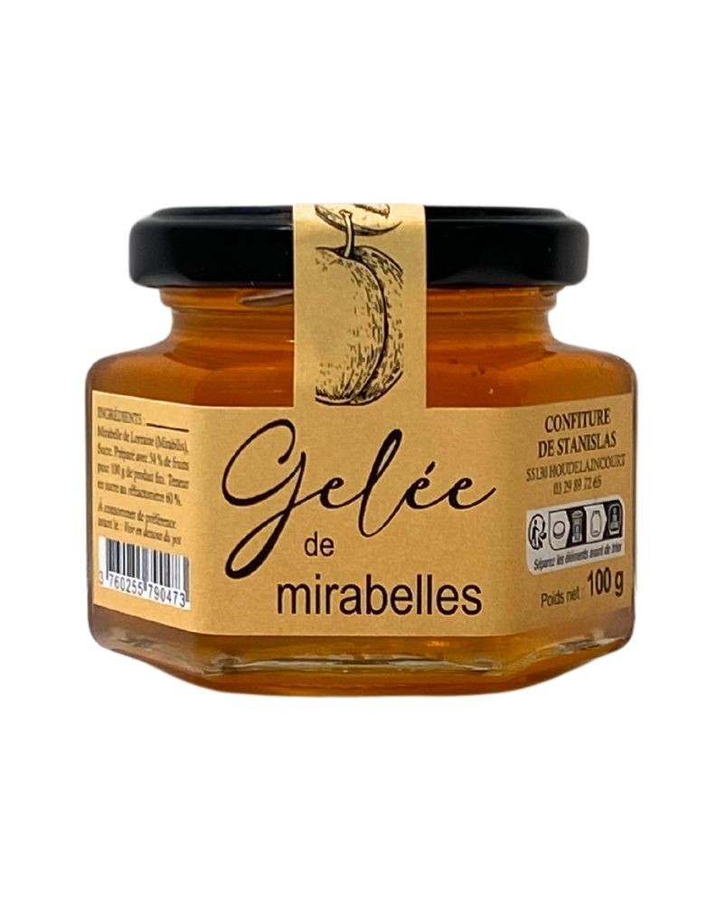 Gelée de mirabelle 100g, produite par Les Confitures de Lorraine à Houdelaincourt (55, Meuse)