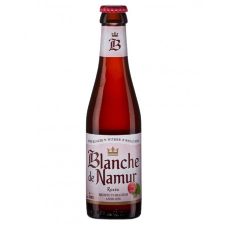 Bière belge rosée à la framboise Blanche de Namur 25cl, produite par la brasserie du Bocq