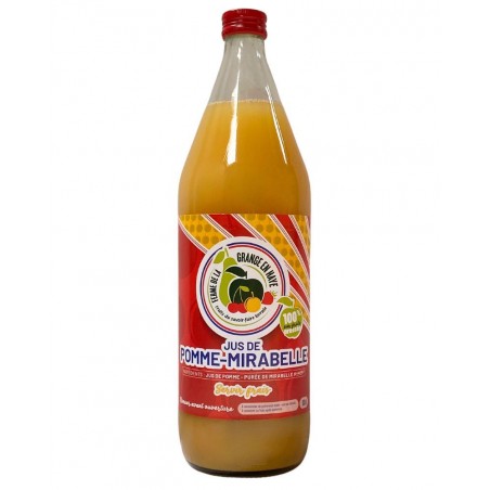 Jus de pommes pomme/mirabelle, produit par le domaine de la Grange en Haye (Villecey-sur-Mad, 54)