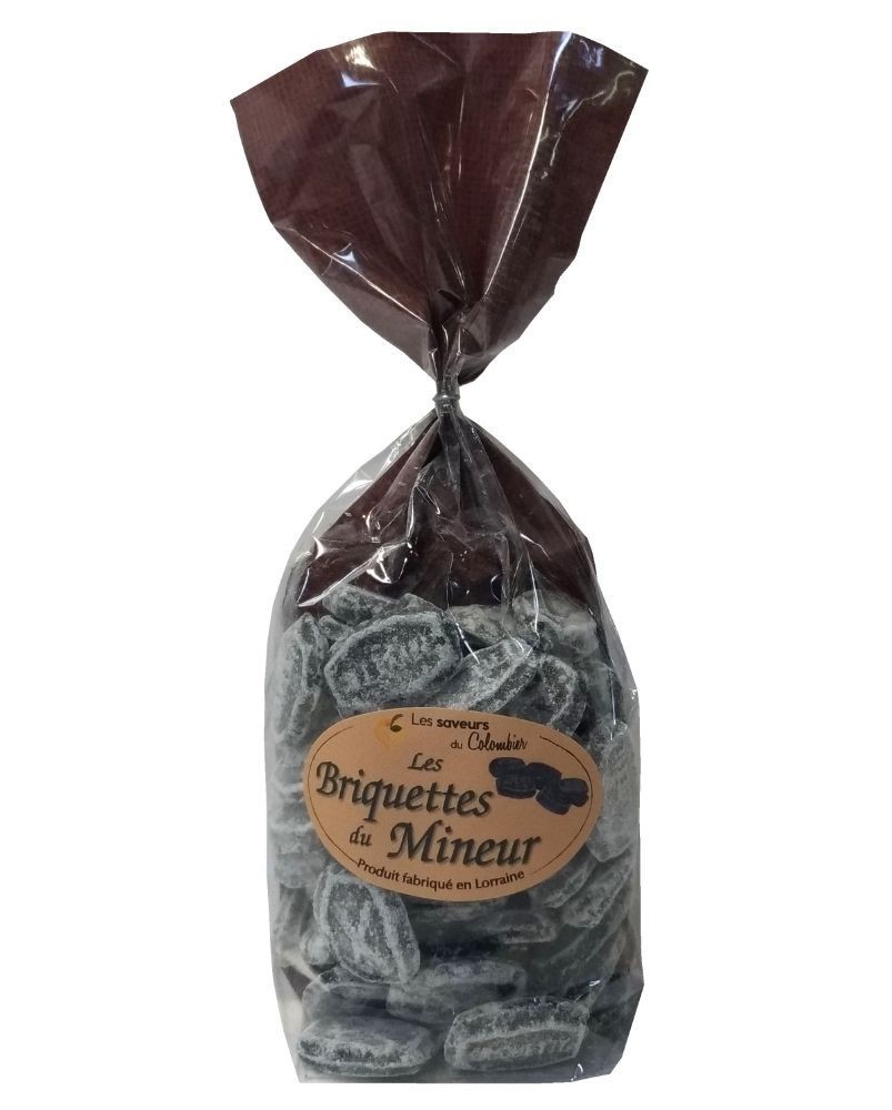 Briquettes du mineur 180g, bonbon produits par la confiserie Perrin