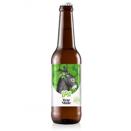 Bière Tête de mule IPA 33cl, produite par la Brasserie du Marais Poitevin (79)