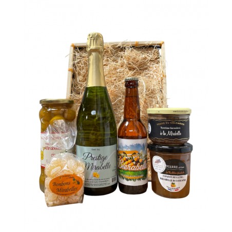Panier garni Le tout Mirabelle Lorrain, assortiment de produits artisanaux lorrains
