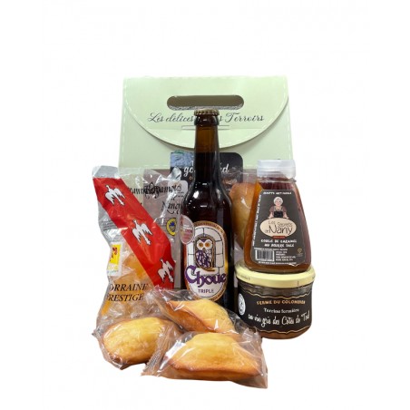 Panier garni Petits Plaisirs, assortiment de produits artisanaux lorrains