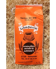 Farine lorraine type 45, sachet de 2kg, produite par le Moulin Arnet (57)