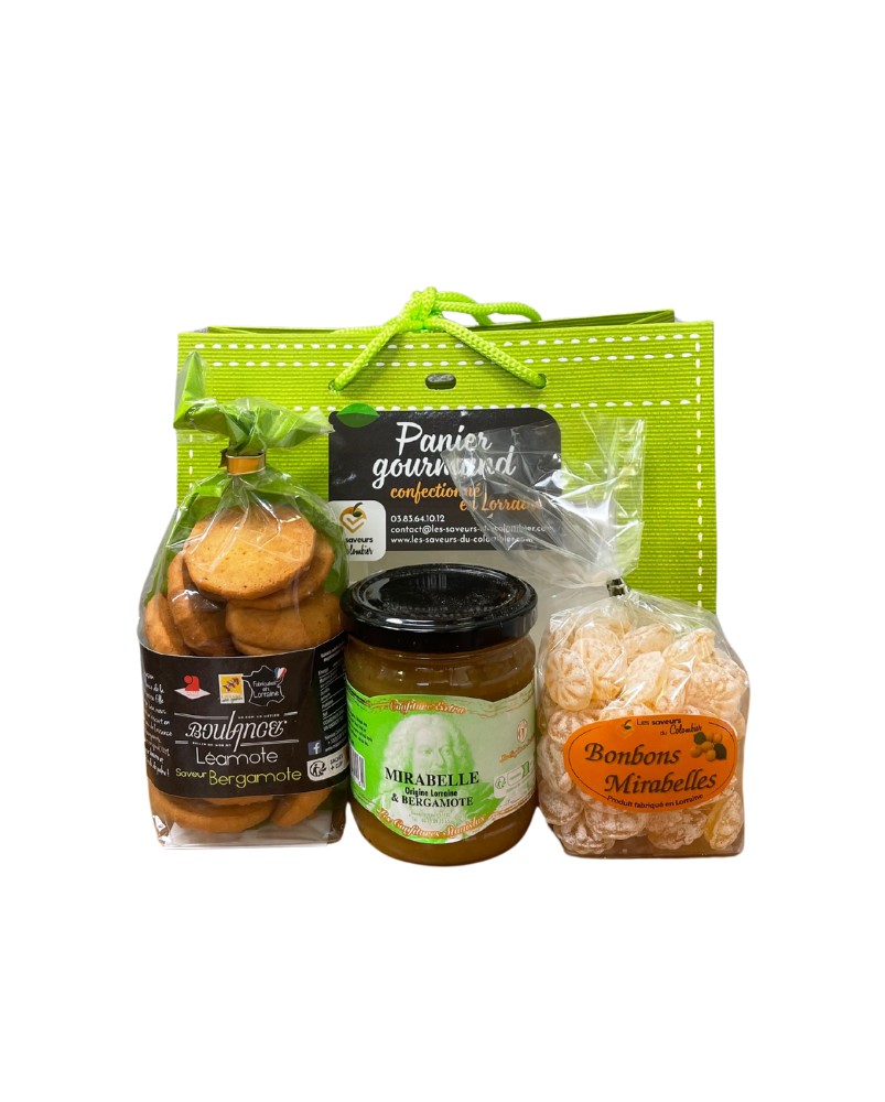 Panier gourmand Sachet Sucré, assortiment de produits artisanaux sucrés Panier gourmand Sachet Sucré, assortiment de produits artisanaux sucrés