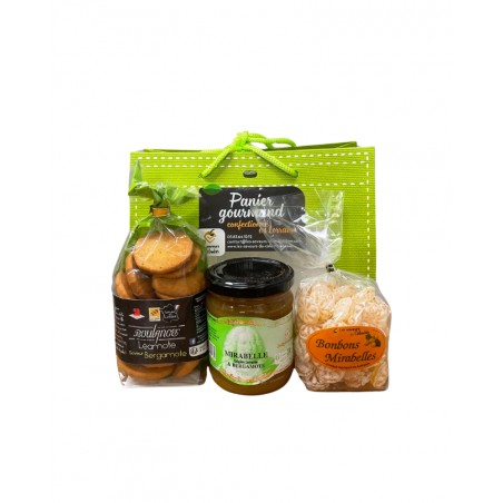 Panier gourmand Sachet Sucré, assortiment de produits artisanaux sucrés