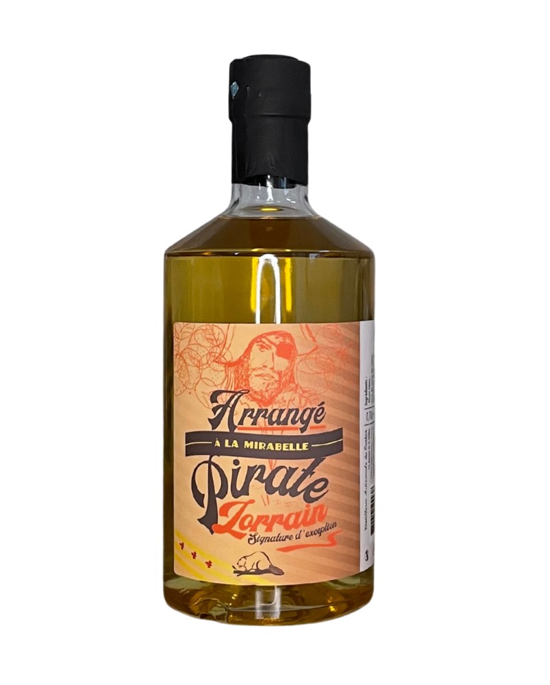 Rhum arrangé à la mirabelle de Lorraine le Pirate Lorrain, produit par la Distillerie du Castor (57)