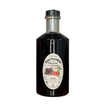 Liqueur chocolat au kirsh, produit par la Distillerie du Castor (57)