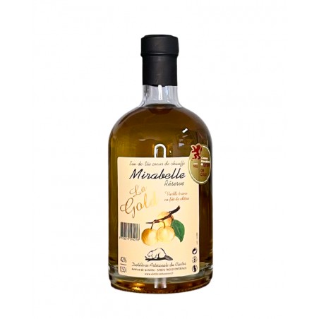 Eau de vie La Gold à la mirabelle de Lorraine, produite par la Distillerie du Castor (57)