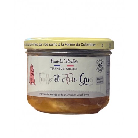 Terrine de porcelet à la truffe de Lorraine et au foie gras, produite par la Ferme du Colombier (Villote-sur-Aire, 55)