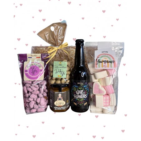 Panier garni de saint-valentin confectionné en Lorraine