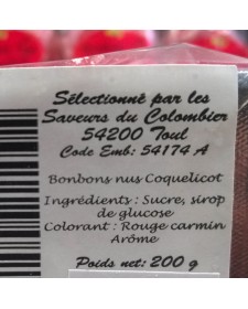 Bonbons saveur coquelicot 200g, produits par la confiserie Perrin (54)