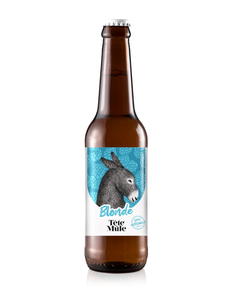 Bière Tête de mule blonde 33cl, produite par la brasserie du Marais (79)