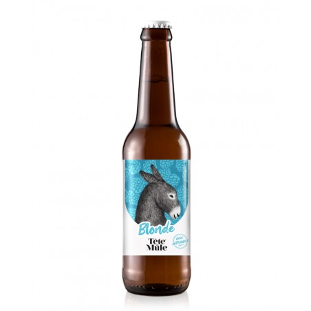 Bière Tête de mule blonde 33cl, produite par la brasserie du Marais (79)