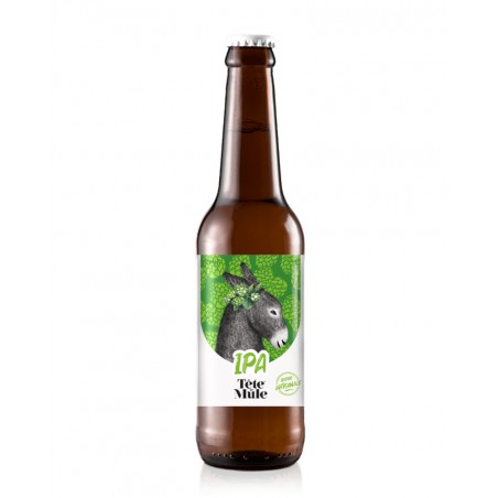 Bière Tête de mule IPA 33cl, produite par la Brasserie du Marais Poitevin (79)
