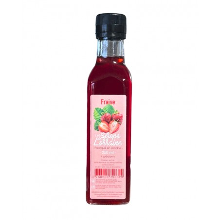 Sirop de fraise 25cl, produit par Confitures de Lorraine à Houdelaincourt en Meuse (55)