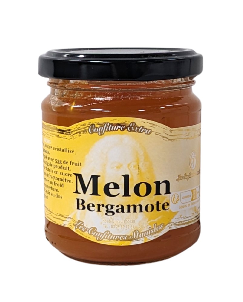 Confiture melon bergamote 200g, produite par Les Confitures de Stanislas