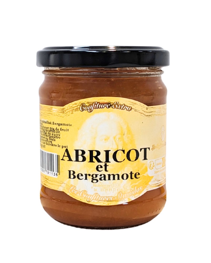 Confiture abricot bergamote 200g, produite par Les Confitures de Stanislas