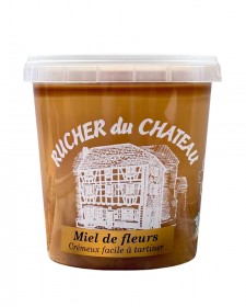 Miel lorrain toutes fleurs crémeux pote plastique de 1kg, produit par le Rucher du Château (57)
