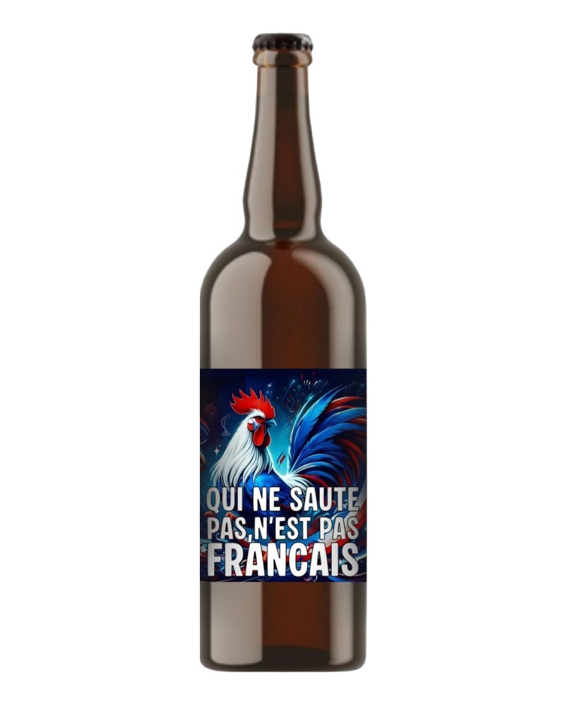 Qui ne saute pas n'est pas français, 75cl, produite par la brasserie Artésienne dans le Pas-de-Calais