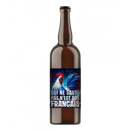 Qui ne saute pas n'est pas français, 75cl, produite par la brasserie Artésienne dans le Pas-de-Calais