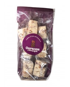 Nougat artisanal à la myrtille, sachet de 75g, produit par Oursons et compagnie à Eloyes dans les Vosges (88)