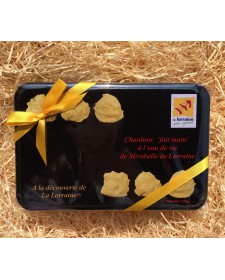 Boite en métal de chardons lorrains à la mirabelle 170g, produits par Lorraine Prestige (54)