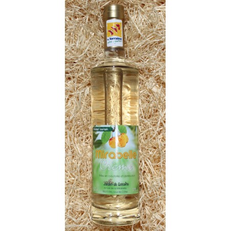 Bouteille de crème de mirabelle de Lorraine 50cl, produite par le Jardin de Lorraine (55)