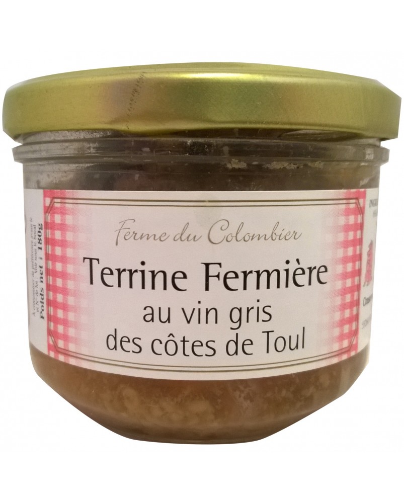 Terrine fermière au vin gris des Côtes de Toul 180g, produite par la Ferme du Colombier (55)