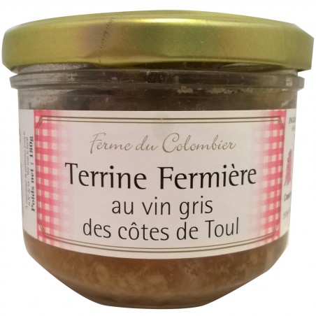 Terrine fermière au vin gris des Côtes de Toul 180g, produite par la Ferme du Colombier (55)