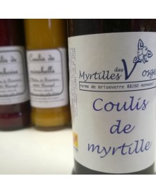 Coulis de myrtille des Vosges 160g, produit par la Ferme de Briseverre